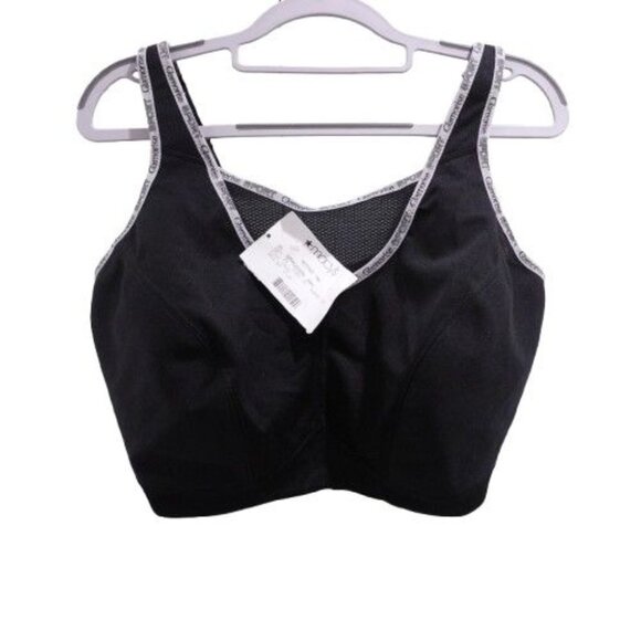 NWOT Glamorise Women's Sport Elite Performance Camisole Bra Plus Size 40H Black - Picture 1 of 5